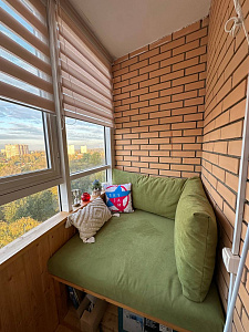 Зеленый матрас и подушки на балкон для зоны отдыха, на заказ любого размера и цвета от фабрики Гливер. Отзыв клиента, высокий рейтинг, 5 звезд.